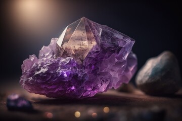 Amethyst close up, purple gemstone, Generative AI
