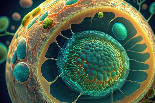 Animal cell seen from the inside, Animal cell close up, Generative AI