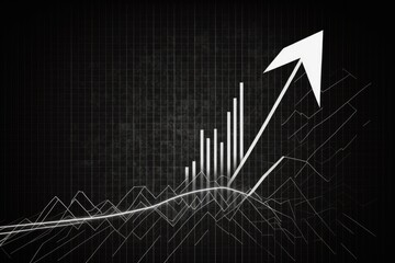 Naklejka premium A financial chart with arrow moving up, straight lines Generative AI