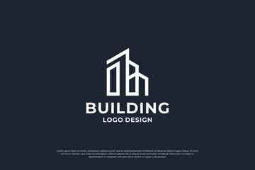 Fototapeta premium Building architecture logo design line art style