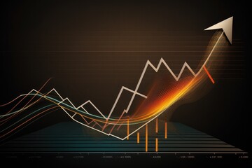 Naklejka premium A financial chart with arrow moving up, straight lines Generative AI