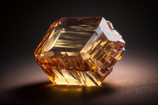 Imperial topaz close up, yellow gemstone, Generative AI
