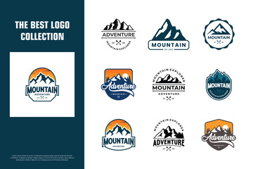 Naklejka premium Mountain adventure badges logo design.