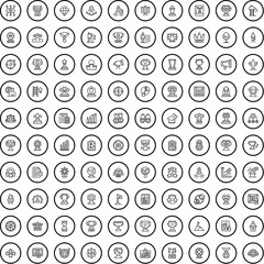 100 achievement icons set. Outline illustration of 100 achievement icons vector set isolated on white background