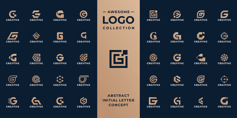 collection of letter G logo design for technology.