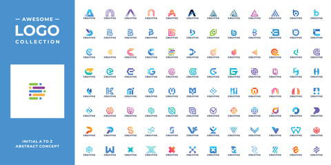 Collection of simple abstract symbol letter a to z logo inspiration.