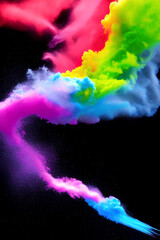 Explosion of colored powder on black background
