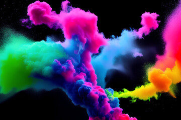 Explosion of colored powder on black background
