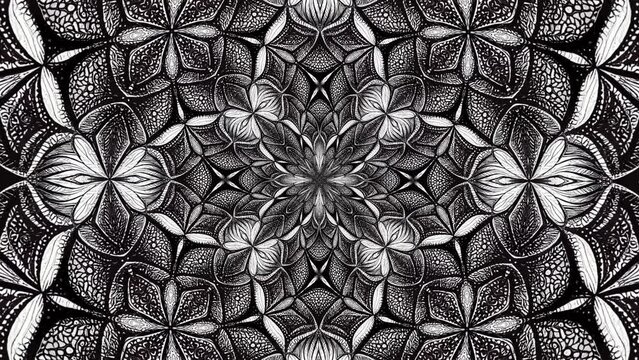 Abstract Fractal Zentangle Flower Endless Background Loop