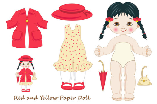 Paper doll with clothes to cut out or collect