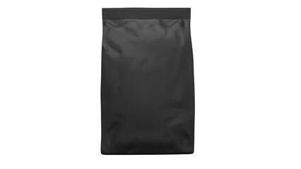 Black paper blank package bag for food isolated on transparent background. Minimal concept. 3D render