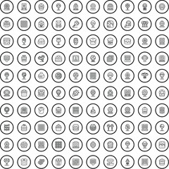 100 bakery icons set. Outline illustration of 100 bakery icons vector set isolated on white background