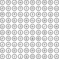 100 banquet icons set. Outline illustration of 100 banquet icons vector set isolated on white background