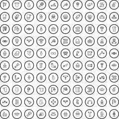 100 bathroom icons set. Outline illustration of 100 bathroom icons vector set isolated on white background