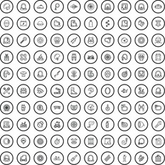 100 bike icons set. Outline illustration of 100 bike icons vector set isolated on white background