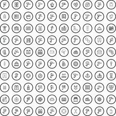 100 boat icons set. Outline illustration of 100 boat icons vector set isolated on white background