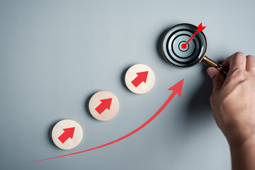 Business growth success achievement concept, step stair or ladder for planning development...