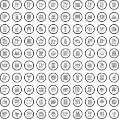 100 cafe icons set. Outline illustration of 100 cafe icons vector set isolated on white background
