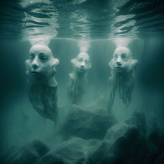 Ghosts Underwater, made with Generative AI	