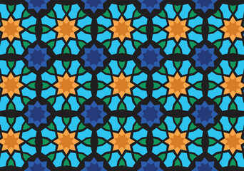 Seamless pattern in original arabic style. Vector illustration, in exclusive colors