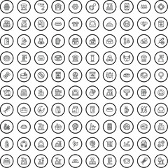 Fototapeta 100 cat icons set. Outline illustration of 100 cat icons vector set isolated on white background obraz
