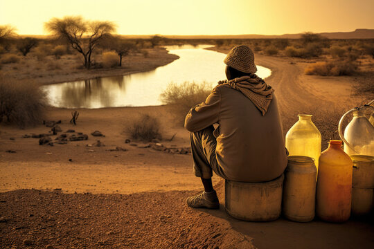 Thirsty for change addressing africas water crisis, created with Generative AI technology