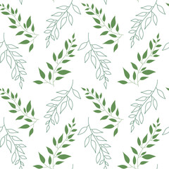 Naklejka na ściany i meble Seamless pattern of green branches. spring background