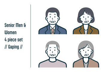 キョトンとしたシニア男女の4点セットno.1