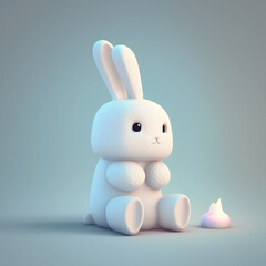 Obraz premium Marshmallow Bunny Rabbit, cute, made with generative AI