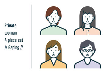 キョトンとした私服の女性の4点セットno.1