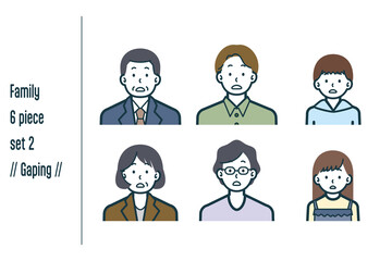 キョトンとした3世代の家族の6点セットno.2