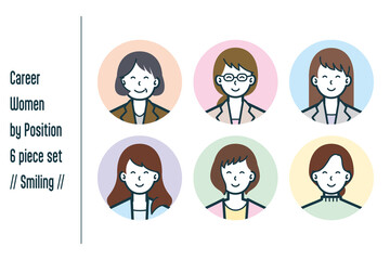 ほほえんでいる役職ごとのキャリアウーマンの6点セットno.1