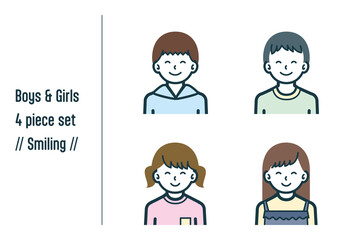 ほほえんでいる男の子＆女の子の4点セットno.1