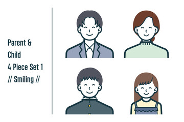 ほほえんでいる親子の4点セットno.1