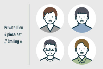 ほほえんでいる私服の男性の4点セットno.1
