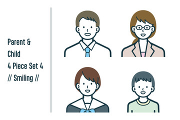 ほほえんでいる親子の4点セットno.4
