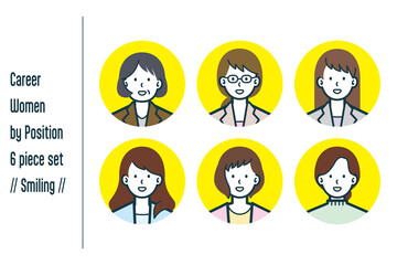 ほほえんでいる役職ごとのキャリアウーマンの6点セットno.1