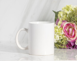 15 oz white ceramic coffee mug mockup, Empty mug mock up for design promotion.