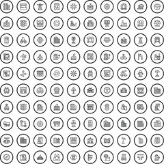 100 city icons set. Outline illustration of 100 city icons vector set isolated on white background