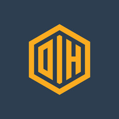 Letter OIH logo design, hexagon shape monogram logo vector