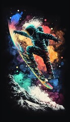 Obraz na płótnie Canvas Space Snowboarder, Generative AI