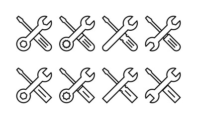 Naklejka premium Repair tools icon vector for web and mobile app. tool sign and symbol. setting icon. Wrench and screwdriver. Service