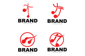 Simple Music Rhythm Logo, Musical Note Song Tone Vector Design