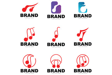 Simple Music Rhythm Logo, Musical Note Song Tone Vector Design