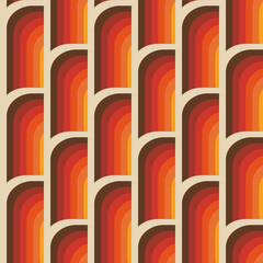 Abstract seamless geometric vintage wallpaper in 70s retro style, vector trendy illustration - 581267366