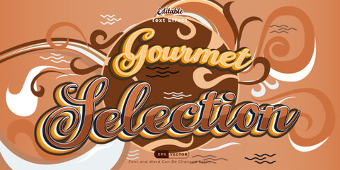Floral Gourmet Selection 3D Text Effect Illustration for Coffee Shops
