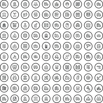100 department icons set. Outline illustration of 100 department icons vector set isolated on white background