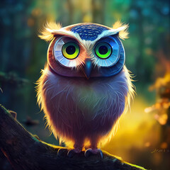 Cute Owl character brought to life in charming illustration. AI-Generated