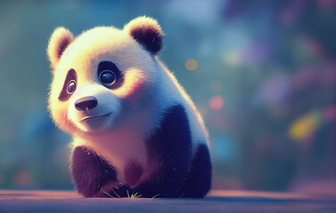 Cute Panda character brought to life in charming illustration. AI-Generated