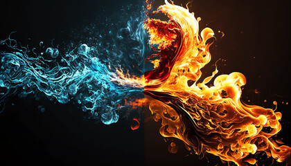 fire against air, black backround (Illsutration)